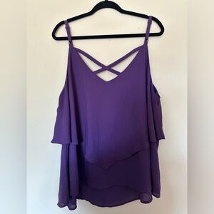 Torrid Strappy Layered Chiffon Tank Top in Eggplant